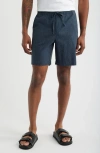 Open Edit Linen Blend Shorts In Blue