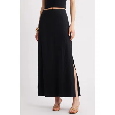 Open Edit Linen Blend Skirt In Black