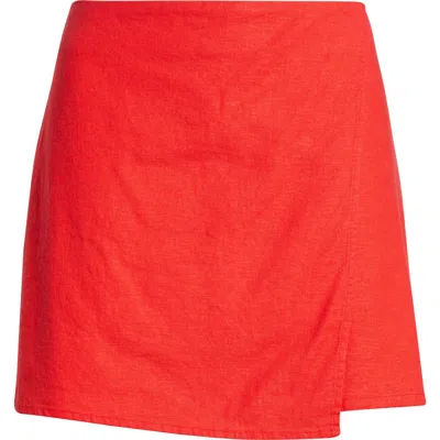 Open Edit Linen Blend Skirt In Red