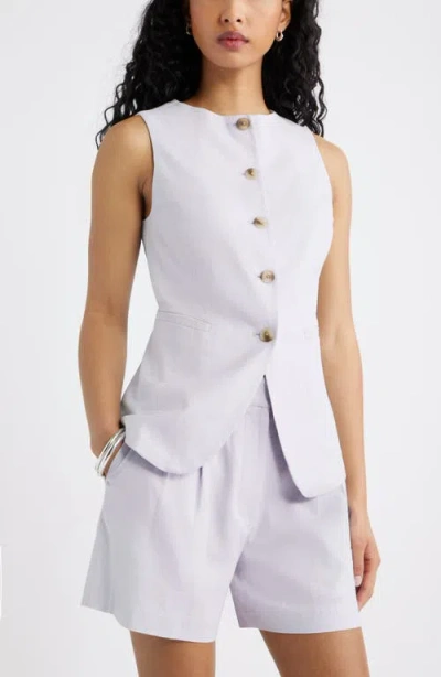 Open Edit Linen Blend Vest In Purple