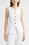 Open Edit Linen Blend Vest In White