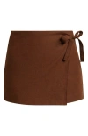 Open Edit Linen Blend Wrap Skort