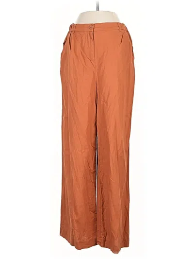 Pre-owned Open Edit Linen Pants In Brown