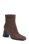 Open Edit Liora Leather Bootie In Brown Chocolate