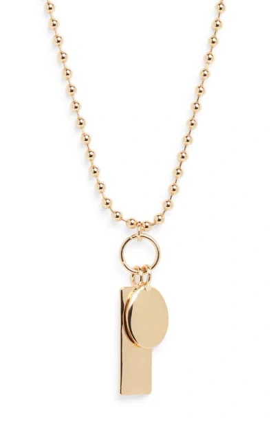 Open Edit Long Shot Tag Beaded Pendant Necklace In Gold
