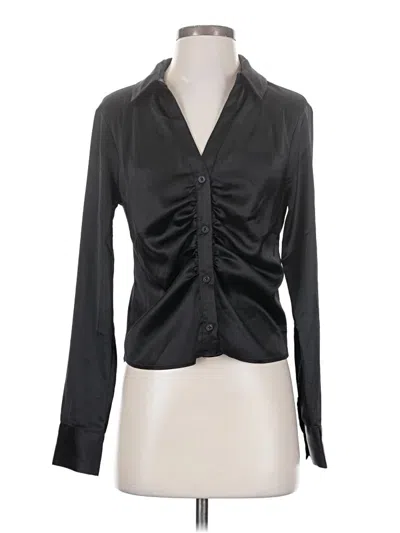 Pre-owned Open Edit Long Sleeve Blouse In Black