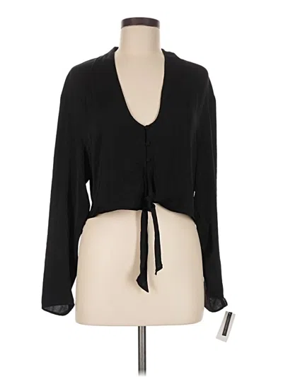 Open Edit Long Sleeve Blouse In Black