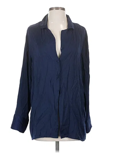 Pre-owned Open Edit Long Sleeve Blouse In Blue