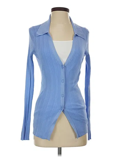 Pre-owned Open Edit Long Sleeve Blouse In Blue