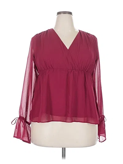 Pre-owned Open Edit Long Sleeve Blouse In Burgundy