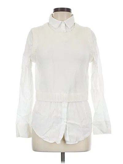 Pre-owned Open Edit Long Sleeve Blouse In Ivory