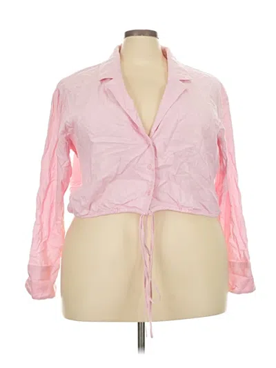 Pre-owned Open Edit Long Sleeve Blouse In Pink