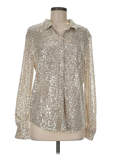 Pre-owned Open Edit Long Sleeve Blouse In Silver