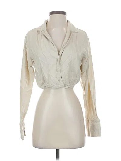Pre-owned Open Edit Long Sleeve Blouse In White