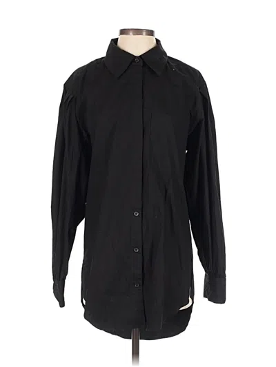 Pre-owned Open Edit Long Sleeve Button Down Shirt In Black