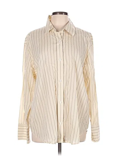 Pre-owned Open Edit Long Sleeve Button Down Shirt In Ivory