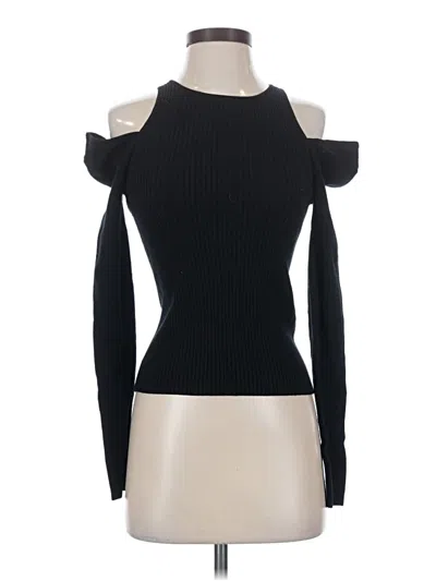 Pre-owned Open Edit Long Sleeve Top Black Cold Shoulder Neckline Tops