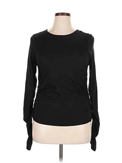 Pre-owned Open Edit Long Sleeve Top Black Crew Neck Tops