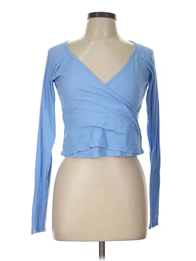 Pre-owned Open Edit Long Sleeve Top Blue Sweetheart Neckline Tops