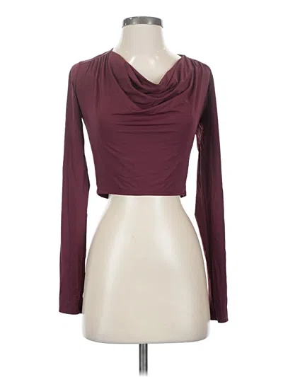 Pre-owned Open Edit Long Sleeve Top Burgundy Cowl Neck Tops