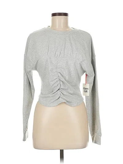 Pre-owned Open Edit Long Sleeve Top Gray Sweetheart Neckline Tops