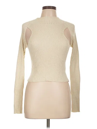 Pre-owned Open Edit Long Sleeve Top Ivory Turtleneck Tops