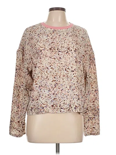 Pre-owned Open Edit Long Sleeve Top Pink Crew Neck Tops