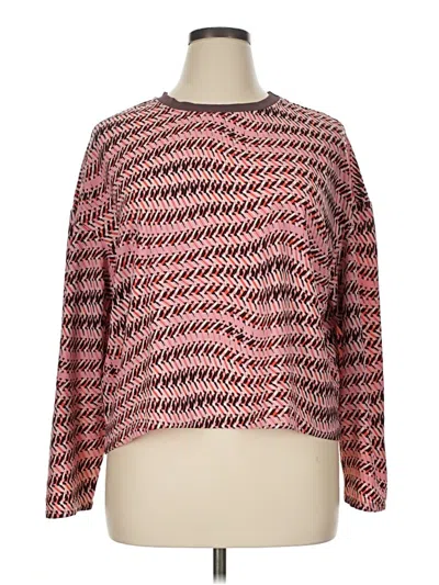 Pre-owned Open Edit Long Sleeve Top Red Boatneck Tops