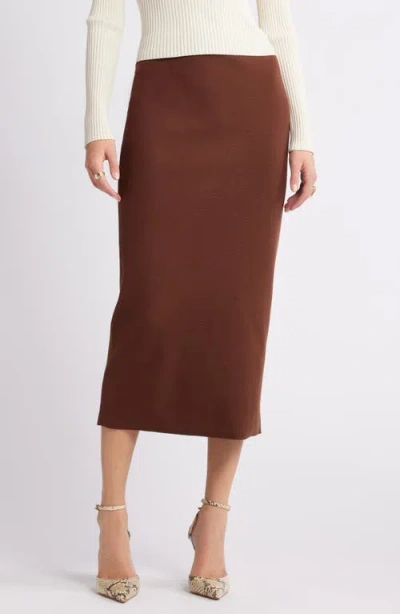 Open Edit Luxe Sculpt Maxi Skirt In Brown Soil