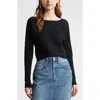 Open Edit Luxe Sculpt Rib Dolman Sleeve Sweater In Black