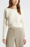 Open Edit Luxe Sculpt Rib Dolman Sleeve Sweater In Ivory Dove