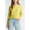 Open Edit Luxe Sculpt Rib Dolman Sleeve Sweater In Yellow Celery