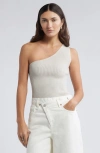 Open Edit Luxe Sculpt Rib One-shoulder Top In Beige Pumice