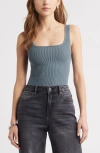 Open Edit Luxe Sculpt Rib Tank In Gray