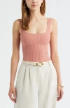 Open Edit Luxe Sculpt Rib Tank In Pink