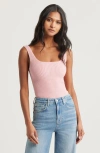 Open Edit Luxe Sculpt Rib Tank In Pink Beauty