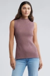 Open Edit Luxe Sculpt Side Split Rib Top In Purple Taupe