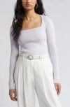 OPEN EDIT OPEN EDIT LUXE SCULPT SQUARE NECK LONG SLEEVE TOP