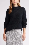 Open Edit Marled Mock Neck Sweater In Black
