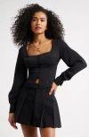 Open Edit Matte Satin Corset Top In Black