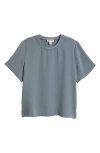 Open Edit Matte Satin Tee In Blue Weather