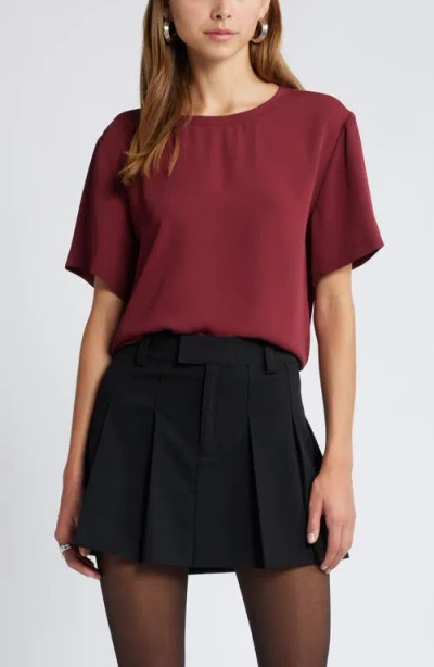 Open Edit Matte Satin Tee In Red Grape