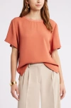 Open Edit Matte Satin Tee In Rust Redwood