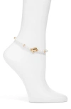 OPEN EDIT MERMAID SHELL & IMITATION PEARL ANKLET