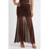 Open Edit Mesh Maxi Skirt In Brown