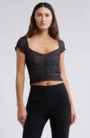 Open Edit Mesh Ruched Top In Brown Lady Leopard