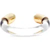 Open Edit Metal Cap Resin Cuff Bracelet In Gold