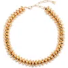 Open Edit Metallic Bead Collar Necklace In Gold