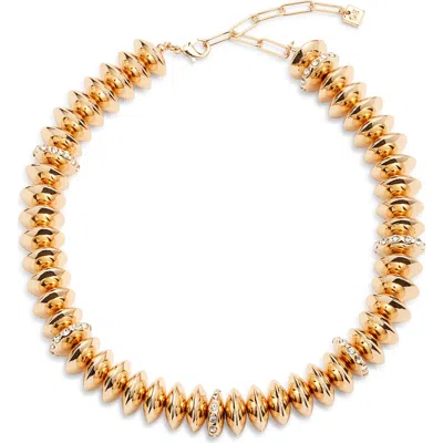 Open Edit Metallic Bead Collar Necklace In Gold
