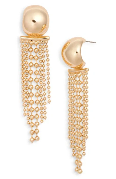 Open Edit Mixed Chain Fringe Hoop Earrings In Gold